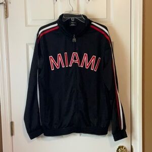 NBN Gear Men’s Black, Red, and White MIAMI Long Sleeves Zip Up Jacket Size Large